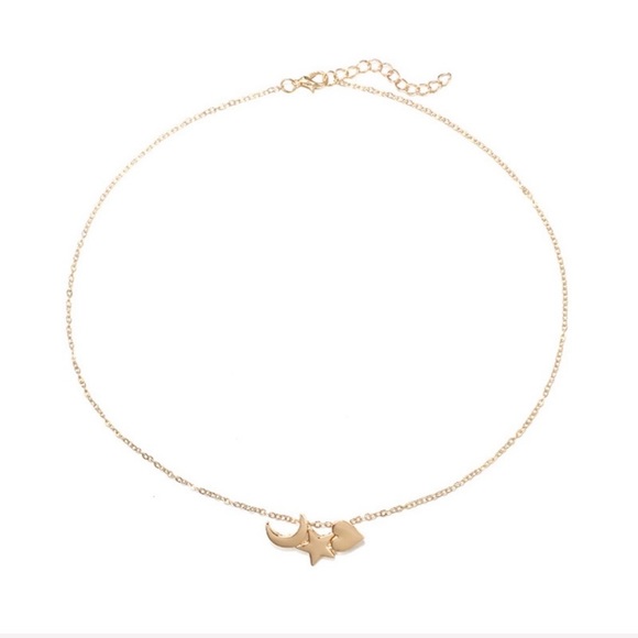 💕Last one Moon Star Heart Pendant Necklace Choker - Picture 5 of 7